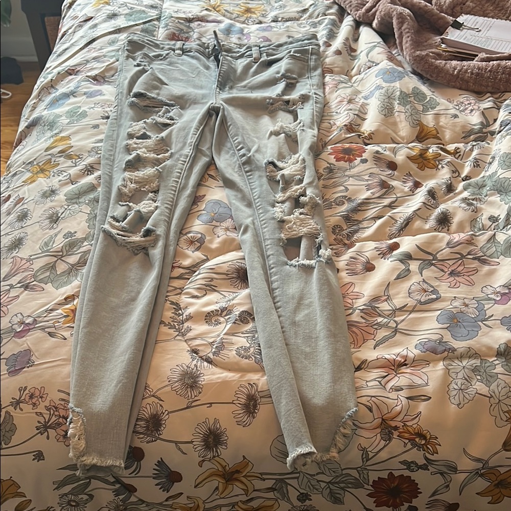 Distressed Light Blue Jeans